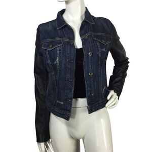 Rag & Bone Denim Jacket w/ Leather Sleeves Sheffield Small